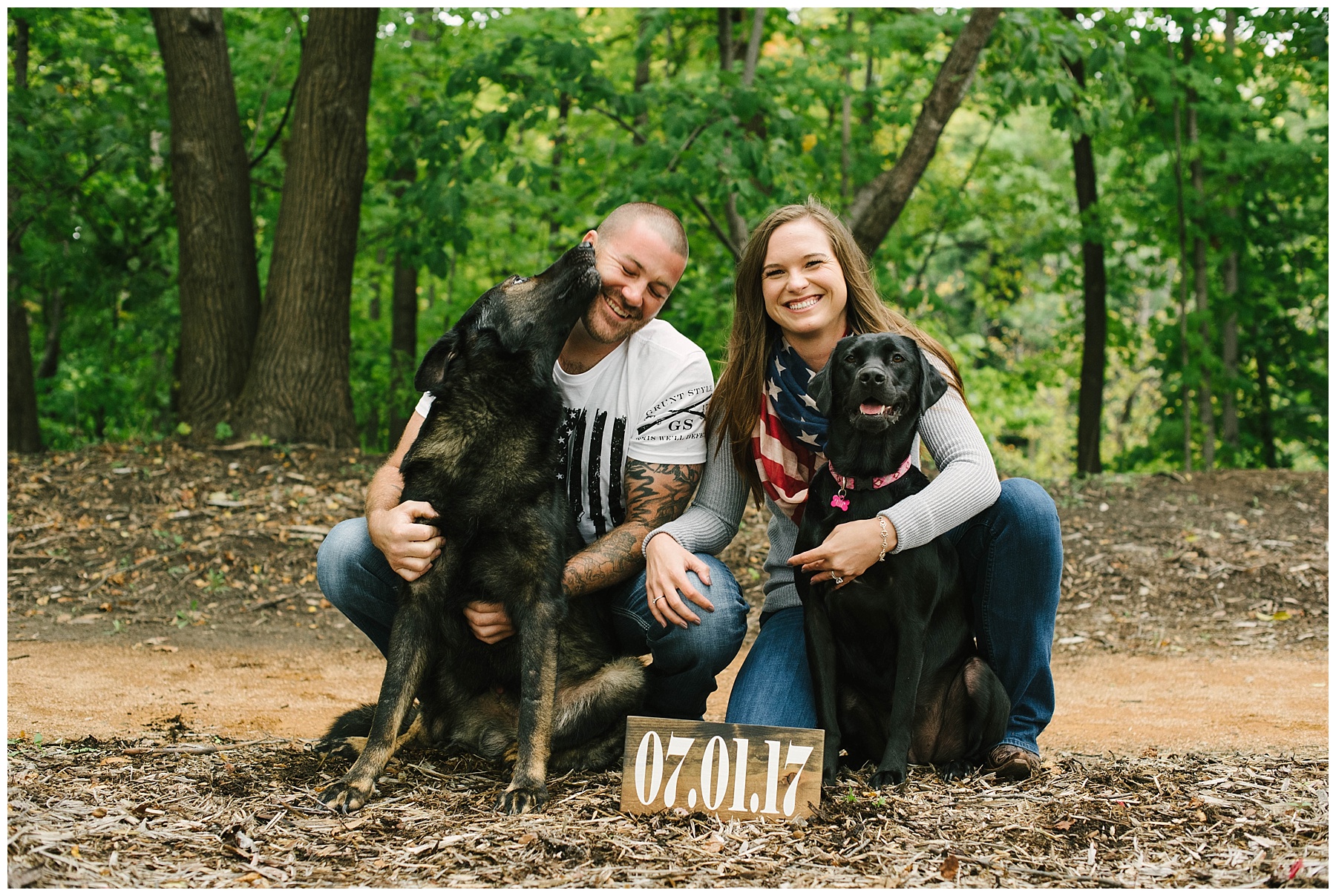 mn engagement session with dogs